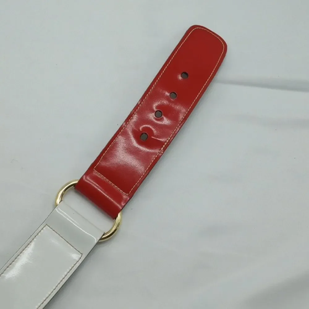 Vintage Handmade Red White and Blue Leather Calderon Belt